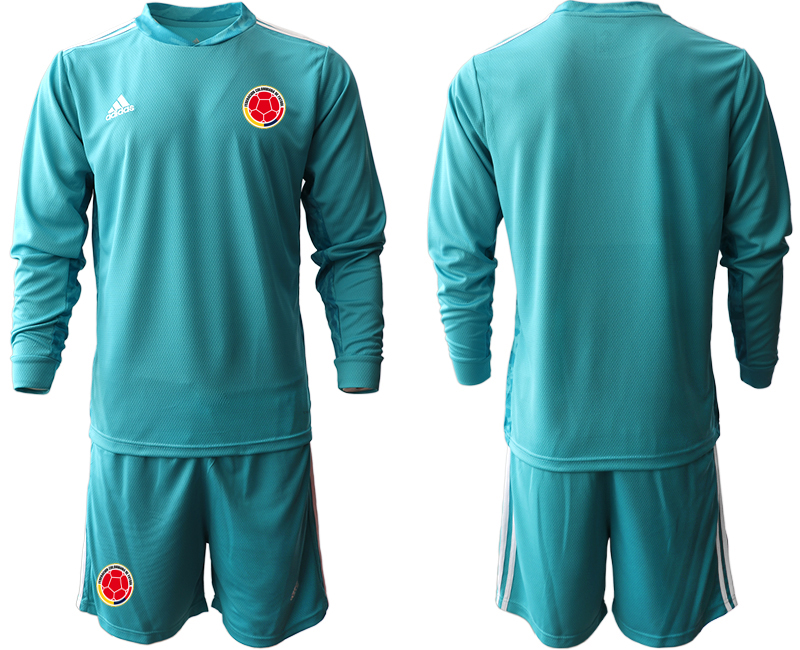 Men 2020-2021 Season National team Colombia goalkeeper Long sleeve blue Soccer Jersey